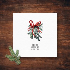 Mistletoe Mistelzweig Weihnachtskarte quadratisch