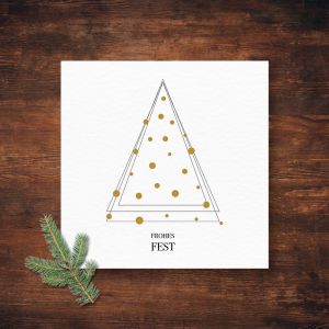 Goldene Momente Weihnachtskarte quadratisch frohes Fest Tannenbaum
