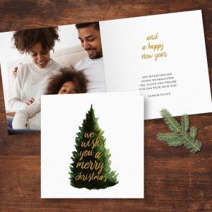 Weihnachtskarte Klappkarte quadratisch mit Tannenbaum