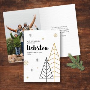 Modern Christmas Weihnachtskarte Klappkarte A6 geometrische Tannenbäume