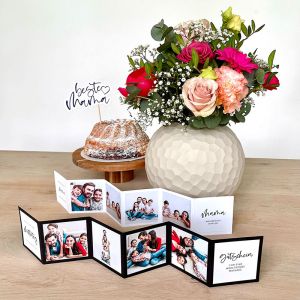 Leporello Fotostreifen Muttertag mit Kuchen Blumen Topper